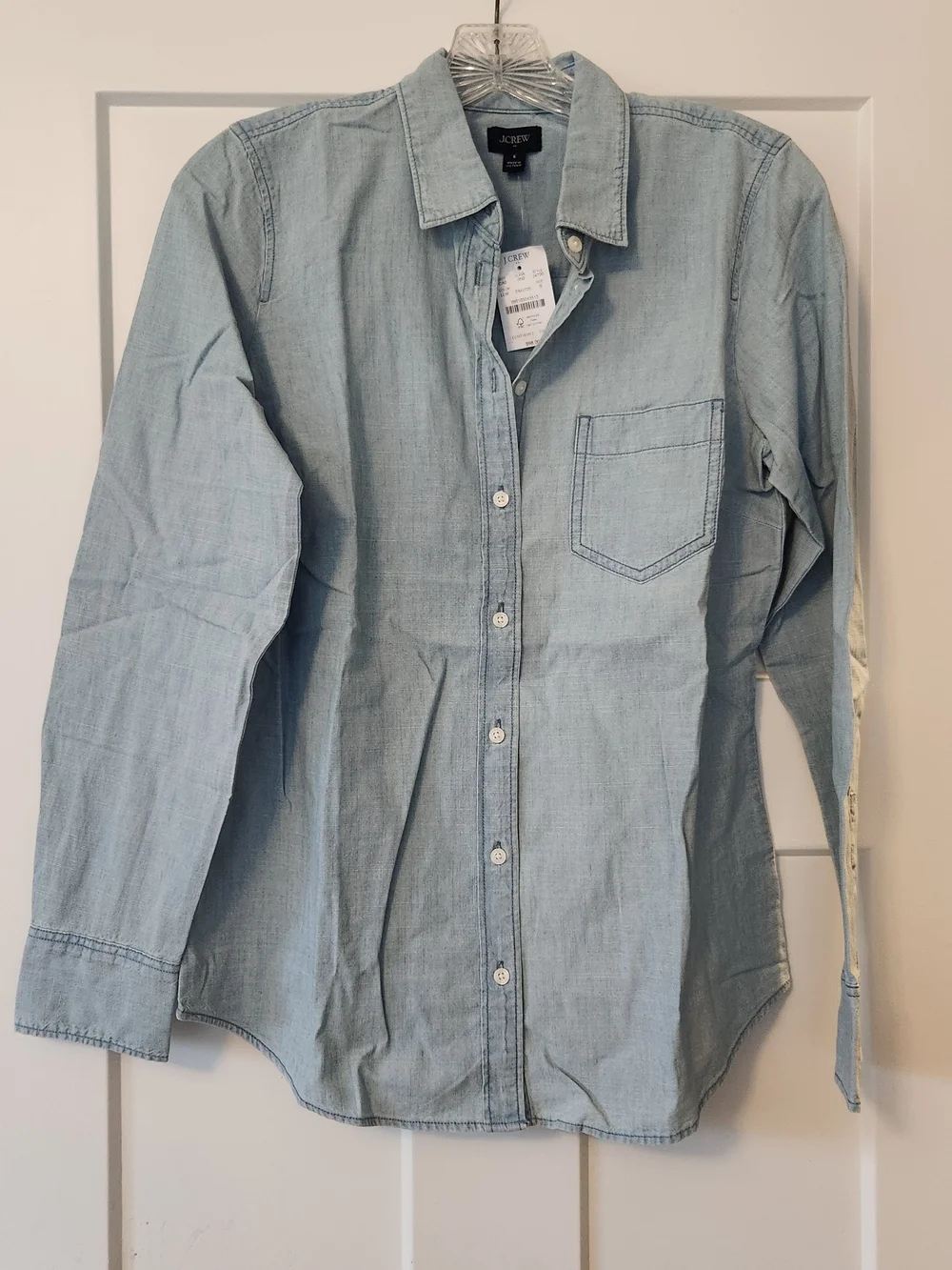 J. Crew Factory Women's Light Blue Chambray Button-Down Shirt - Picture 1 of 3